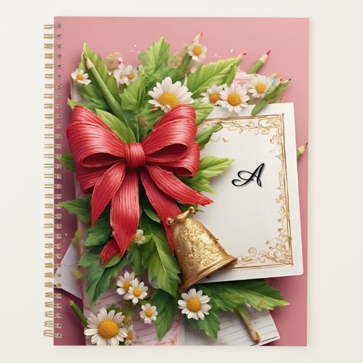 Red Bow, Golden Bell und dekorative Elemente Planer (Vorderseite)
