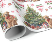 Red Bow Golden Retriever Dog Holiday Tree Geschenkpapier (Rolleneckpunkt)