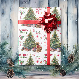 Red Bow Golden Retriever Dog Holiday Tree Geschenkpapier
