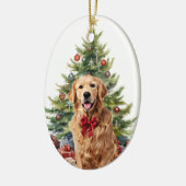 Red Bow Golden Retriever Dog Weihnachten Keramik Ornament (Links)