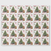 Red Bow Goldendoodle Dog Holiday Tree Geschenkpapier (Flach)