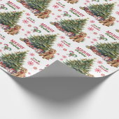 Red Bow Goldendoodle Dog Holiday Tree Geschenkpapier (Ecke)