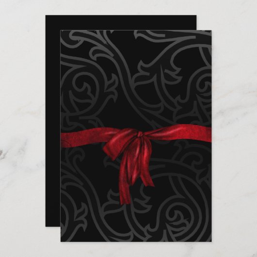Red Bow Gothic Bridal Dusche Einladung (Vorne/Hinten)