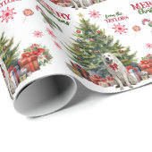 Red Bow Great Pyrenäen Dog Holiday Tree Geschenkpapier (Rolleneckpunkt)