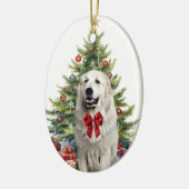Red Bow Great Pyrenäen Dog Weihnachten Keramik Ornament (Links)