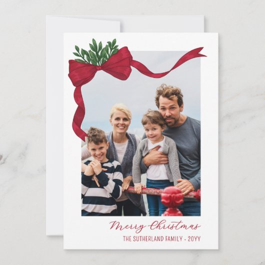 Red Bow & Green Year in Review Frohe Weihnachten (Vorderseite)