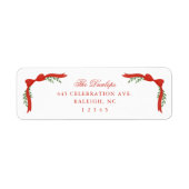 Red Bow Greenery Weihnachtsfeiertag Rücksendeadres (Vorne)