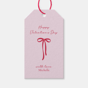 Red Bow Happy Valentine's Day Gift Tags Geschenkanhänger