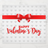 Red Bow Happy Valentine's Day Sparkling Weinkarte Schaumweinetikett (Einzelnes Label)