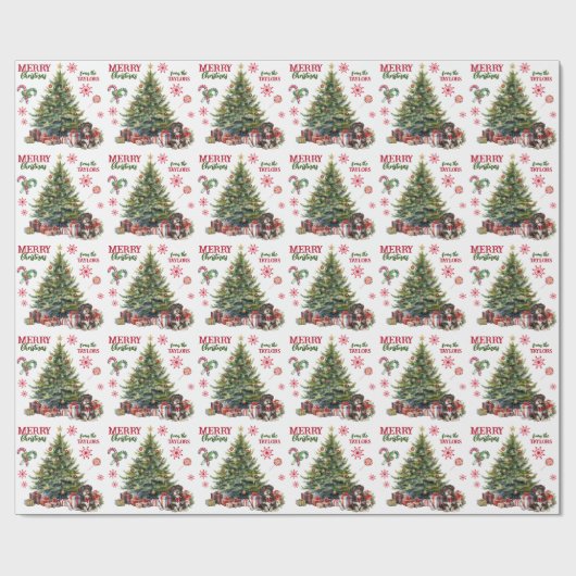 Red Bow Havanese Dog Holiday Tree Geschenkpapier (Flach)