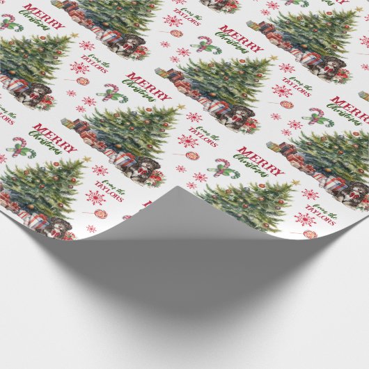 Red Bow Havanese Dog Holiday Tree Geschenkpapier (Ecke)