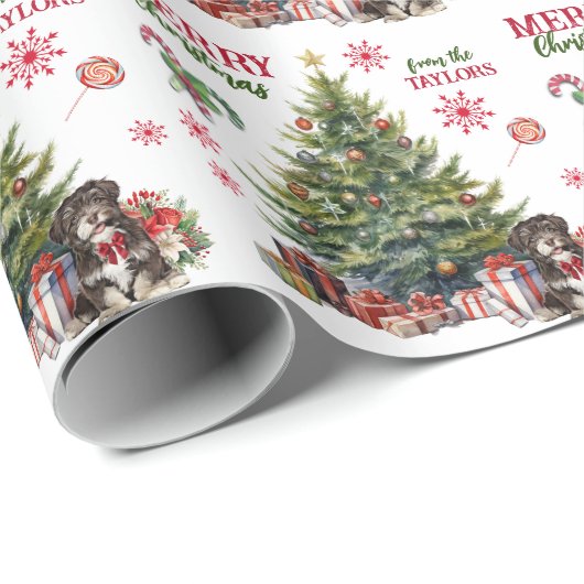 Red Bow Havanese Dog Holiday Tree Geschenkpapier (Rolleneckpunkt)