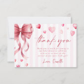 Red Bow Hearts Valentines Baby Shower Dankeskarte (Vorderseite)