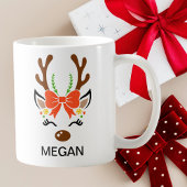 Red Bow Holiday Antlers Reindeer Face Kaffeetasse