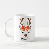 Red Bow Holiday Antlers Reindeer Face Kaffeetasse (Links)