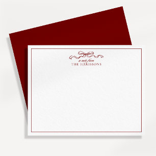 Red Bow Holiday Border Note Card Einladung