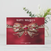 Red Bow Holiday Card Feiertagskarte (Stehend Vorderseite)
