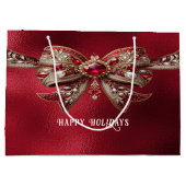 Red Bow Holiday Geschenktasche Große Geschenktüte (Rückseite)