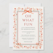 Red Bow Holiday Holly Christmas Party  Einladung (Vorderseite)