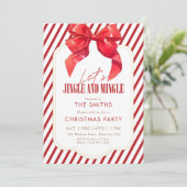 Red Bow Holiday Jingle and Mingle Christmas Party Einladung (Stehend Vorderseite)