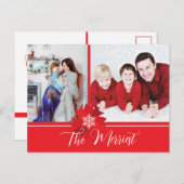 Red Bow Holiday Postcard Feiertagspostkarte (Vorne/Hinten)