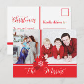 Red Bow Holiday Postcard Feiertagspostkarte (Vorne/Hinten)