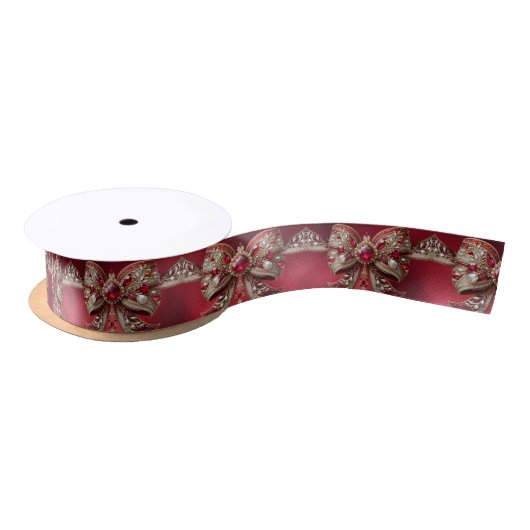 Red Bow Holiday Satin Ribbon Satinband (Spule)