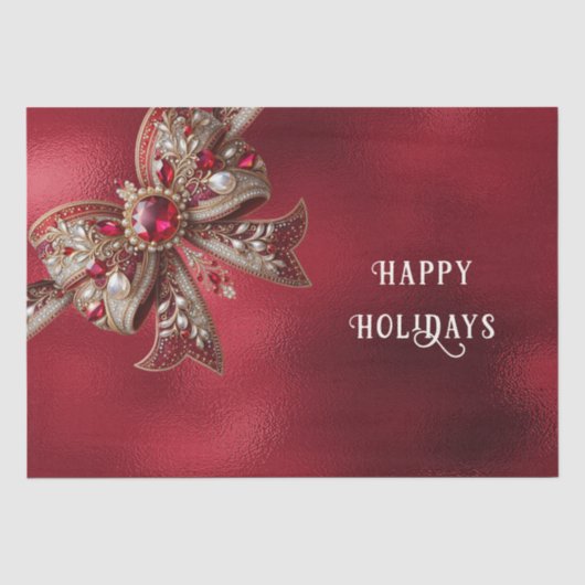 Red Bow Holiday Tissue Paper Seidenpapier (Vorderseite)