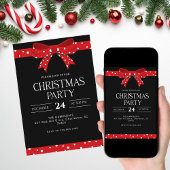 Red Bow Holiday Weihnachtsessen Einladung