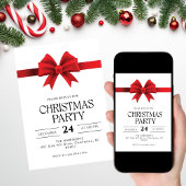 Red Bow Holiday Weihnachtsessen Einladung