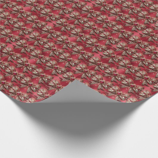 Red Bow Holiday Wrapping Paper Geschenkpapier (Ecke)