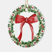 Red Bow Holiday Wreath Classic Weihnachtsbaum Keramik Ornament (Links)