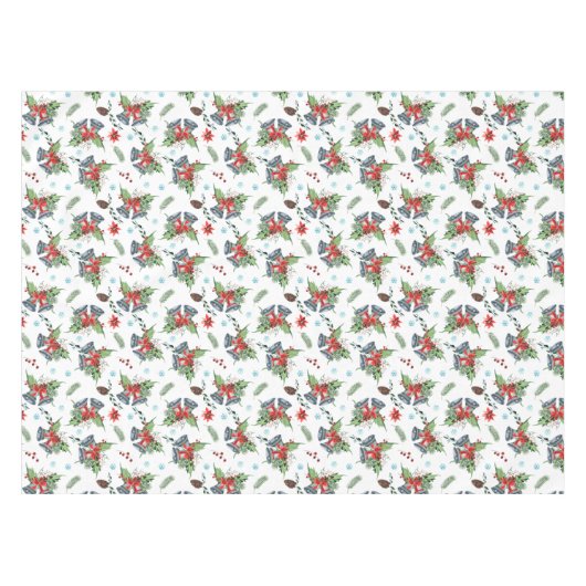 Red Bow Holly Christmas Bells Pattern Tischdecke (Vorderseite (Horizontal))