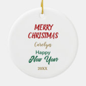 Red Bow Holly Wreath Golden Retriever Dog Keramik Ornament (Hinten)