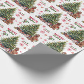 Red Bow Irish Setter Dog Holiday Tree Geschenkpapier (Ecke)