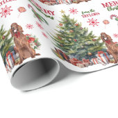 Red Bow Irish Setter Dog Holiday Tree Geschenkpapier (Rolleneckpunkt)