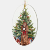 Red Bow Irish Setter Dog Weihnachten Keramik Ornament (Links)