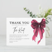 Red Bow Knoten Hochzeitsdusche Danke (Stehend Vorderseite)