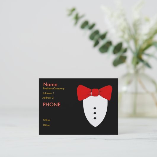 Red Bow Krawatte Black Tux Visitenkarte (Stehend Vorderseite)