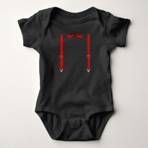 Red Bow Krawatte mit Suspenders Funny Wedding Baby Strampler