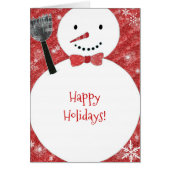 Red Bow Krawatte Snowman Weihnachtskarte (Vorne)