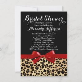 Red Bow Leopard Print Bridal Dusche Einladung
