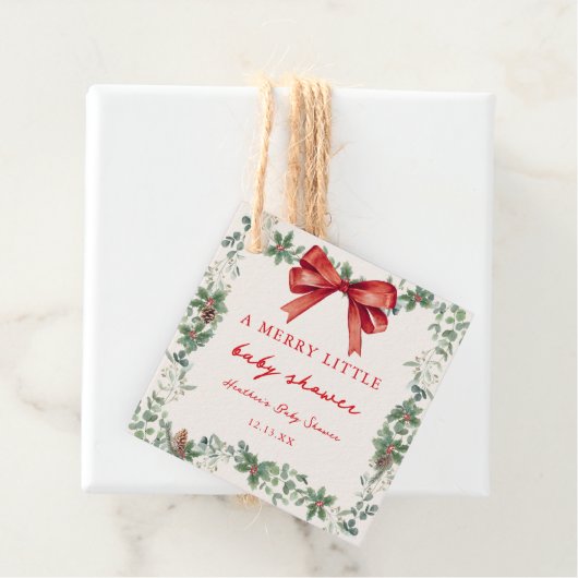 Red Bow Merry Little Christmas Baby Shower Geschenkanhänger (Beispiel)
