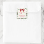 Red Bow Merry Little Christmas Bridal Shower Quadratischer Aufkleber (Tasche)
