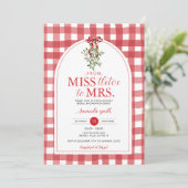 Red Bow Miss sagte zu Frau Brautparty Holiday Einladung (Stehend Vorderseite)