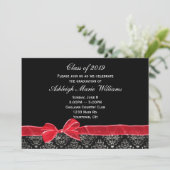 Red Bow mit Damask Border of Grad Einladung (Stehend Vorderseite)