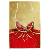 Red Bow mit Gold Background Mittlere Geschenktüte (Vorderseite)