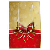 Red Bow mit Gold Background Mittlere Geschenktüte (Rückseite)
