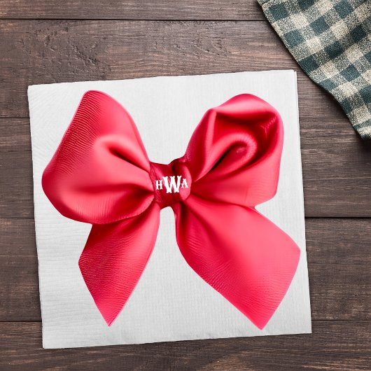 Red Bow Monogram Preppy Napkin Serviette
