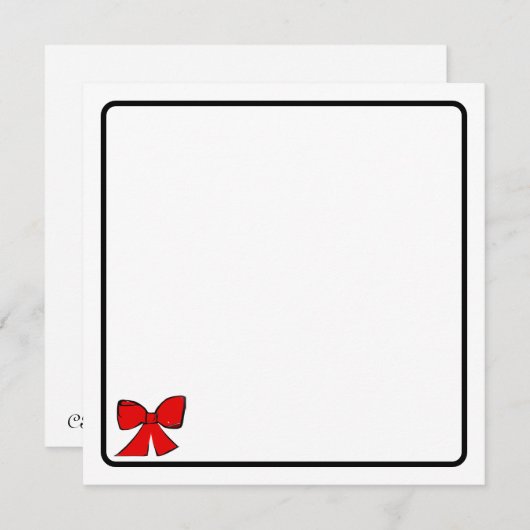 Red bow note card mitteilungskarte (Vorne/Hinten)